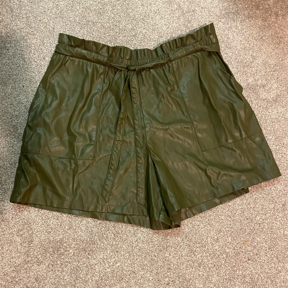 Cato Olive Green Faux Leather Shorts